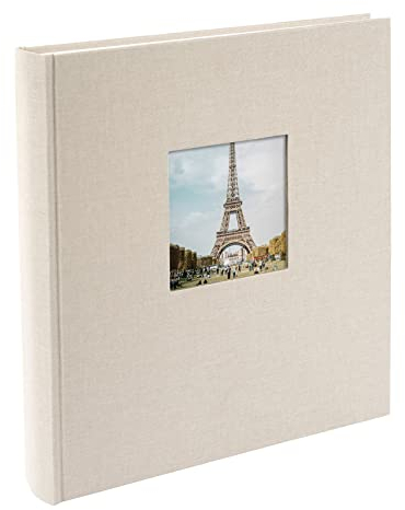 goldbuch 27 723 Bella Vista Fotoalbum mit Bildausschnitt Sandgrau, Erinnerungsalbum im Format 30 x 31 cm, Foto Album 60 weiße Seiten mit Pergamin-Trennblättern, Fotobuch mit Leineneinband, Grau