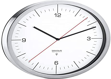 blomus Funkuhr -CRONO- White | Größe M | Aus mattiertem Edelstahl und Kunststoff; Maße 24,4 x 24,4 x 4,3 cm