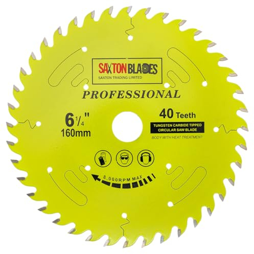 Saxton TCT16040TPRO Kreissägeblatt der Professional-Serie 160 mm x 40 t x 20 mm Bohrung, 16 mm Ring Kompatibel mit Festool TS55 Bosch Makita Dewalt