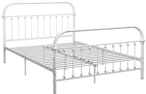 vidaXL Bettgestell Klassisch Metallbett Bett Doppelbett Schlafzimmerbett Bettrahmen Lattenrost Ehebett Schlafzimmermöbel Weiß Metall 160x200cm
