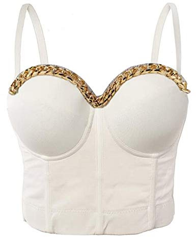 Woboren Punk Goth Push Up Bra Top Clubwear Party Catena corsetto Bustier Crop Top