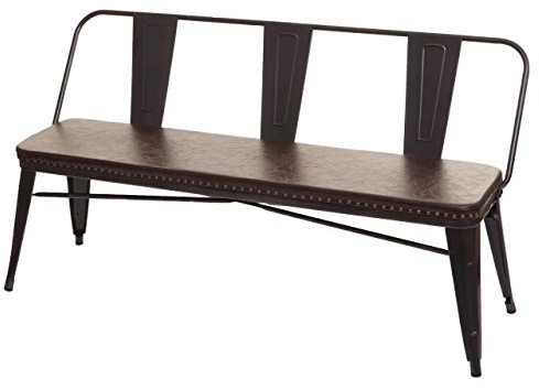 Mendler 3er Sitzbank HWC-H10, Garderobenbank Esszimmerbank, Kunstleder Chesterfield Industrial Gastronomie - schwarz-braun