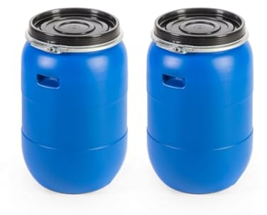 JARDIN202 - Bidón de plástico con boca ancha de 30L AZUL | X2 UNDS | hermetico cierre ballesta| Alimentario
