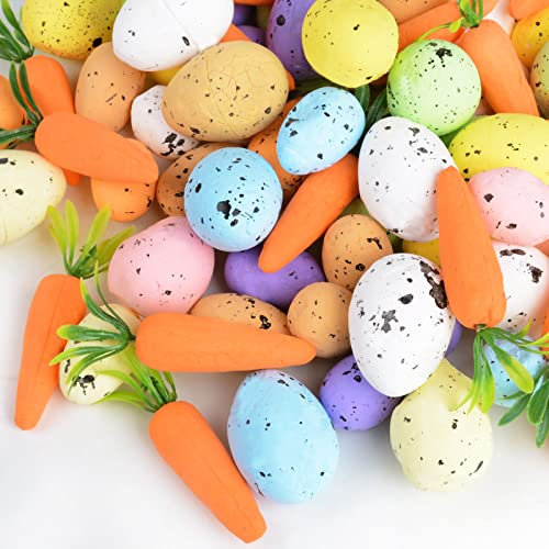 BOFUNX 100pcs Decorazioni Uova di Pasqua Mini Ornamenti di Pasqua Uova Colorate Carota Schiuma per Decorazione Festa Pasqua Bambini