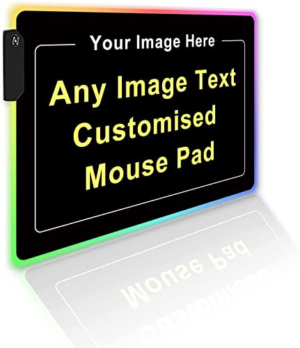 Personalisierte RGB LED Gaming Mauspad mit Foto Bild Text, Personalisiert Gaming Mauspad, individuelles Mauspad für den Schreibtisch, Anpassbar Geschenke, 13,8 x 9,8 Zoll