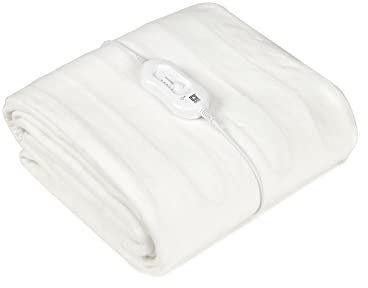 PIFCO® Single Electric Blanket - Heated Electric Under Blanket with 3 Heat Settings with Detachable Controller - Easy Fit Straps -Machine Washable White