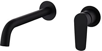 IMEX - Grifo de lavabo empotrado monomando fabricado de latón Serie Bélgica - Mezclador Bañera Empotrado Grifería Baño Monomando Agua Fría/Caliente Negro Mate- GLZ044/NG