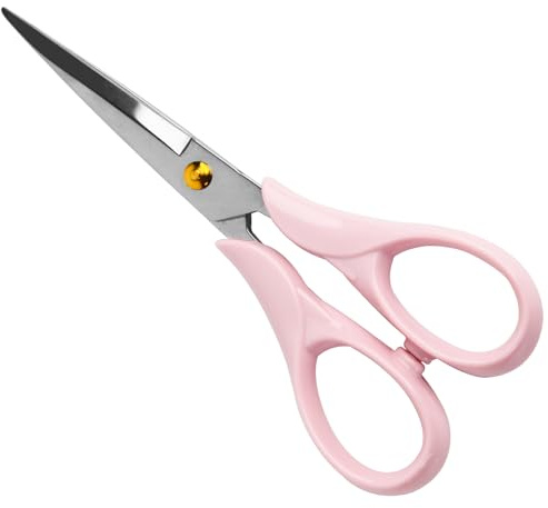 CREECHWA Pink Acrylic Scissors: Multipurpose Stainless Steel Scissors, Stationary Paper Cutting Tool for Home, Office, School | Small Sharp Scissors for Scrapbook, Cute Scissors for Office Desk, Teachers Must Haves
