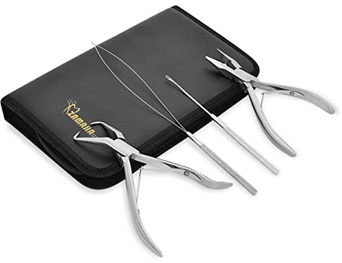 MY AR Store® Stainless Steel Professional 6 Hair Extension Pliers,Tools Set for Removing Micro Rings and Crushing Fusion Bond - Anti-Rust with Non-Slip Grip 4 pcs SET