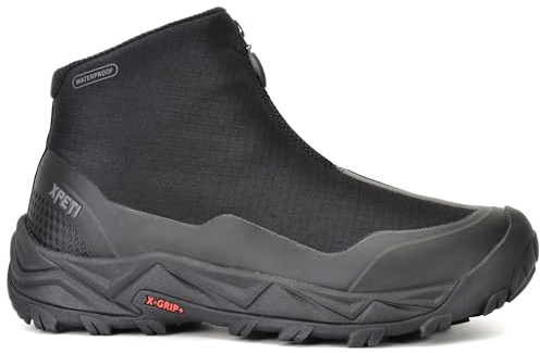XPETI Mens Hiking Boots Waterproof Slip on Hikers for Men Outdoor Winter Camping Shoes Zipper Black Size 11