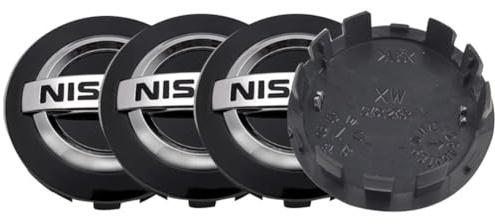 4 Tapas centrales de Rueda para Nissan, 2.12 Pulgadas, tapacubos de Rueda de Coche, Cubierta Central de llanta ABS (Negro)