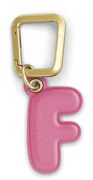UNTAGS - Charm Buchstabe F - Material mit Ledereffekt - inklusive Goldener Metallschnalle - Rose
