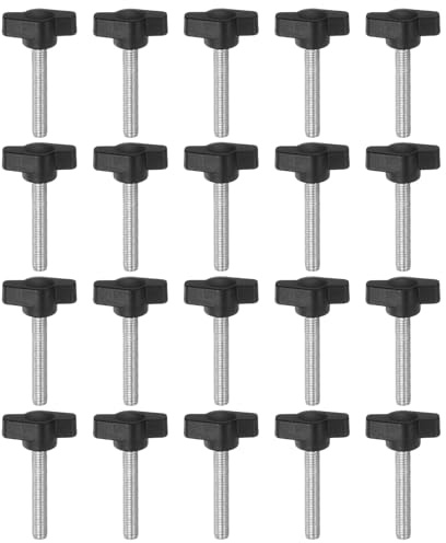 QUARKZMAN 20 Stück Rändelschrauben mit T Flügelknöpfe M6 x 40mm Kunststoff T-Kopf Gewindebolzen Klemmschraube Flügelschraube Haltegriffe 27mm Klemmknopf Daumenschrauben für Maschine, Schwarz