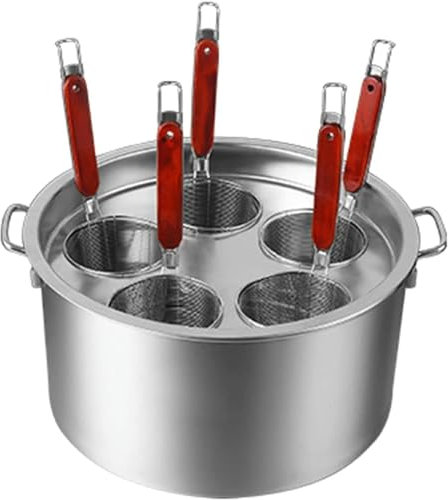 Set di inserti per cuocipasta in acciaio inossidabile, pentole per pentole commerciali con pentola per pasta e cestello per cottura a vapore con filtro, 5 fori