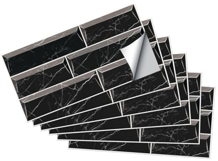 jojofuny 6st Vintage Fliesenaufkleber Fliesenspiegel Schwarze Wandplatte Schwarze Fliese Alte Aufkleber Folie Abziehen Und Aufkleben Wasserdichte Wandpaneele Entfernbar Pvc Hintergrund 3d