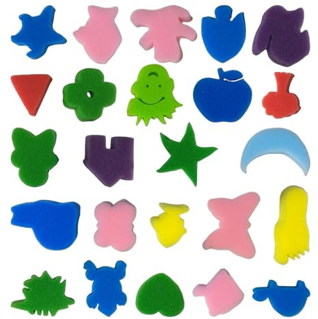 24 esponja con forma de animales para niños, esponjas para pintar, juego de pintura infantil, lindas formas de animales, herramientas creativas