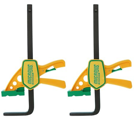 MatchFit Dovetail Track Clamps från Microjig, 2-pack, kläm-action för jiggar, slädar, arbetsbänkar, gul