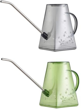 TINEASUR Arrosoir Transparent 1,4 l pour Arrosage Jardin Intérieur Et Extérieur, Lot De 2, Bec Long Ergonomique, Plastique Léger Et Solide, Outil D’arrosage Pratique Et Précis