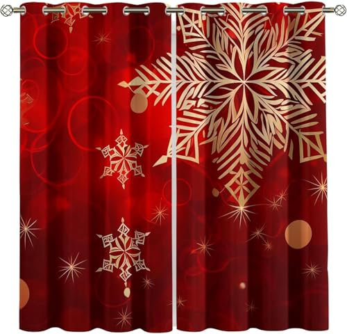 Vorhang Blickdicht Gardinen Mit Ösen - 2 Stücke 300 (B) X 280 (H) cm Verdunklungsvorhänge 3D Weihnachten Muster Thermovorhang Für Kinderzimmer Schlafzimmer Weihnachtsgardinen 9426350947887