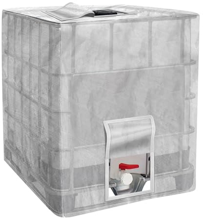 RICHIE 1000L IBC Tank Abdeckung Wassertank Schutzabdeckung Schutzhülle Schutzplane Abdeckplane Regenwassertank IBC Behälter Schutzhaube für Regentonnen 120x100x116cm Transparent