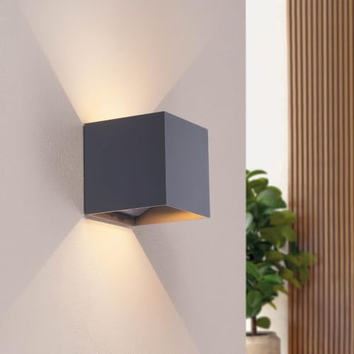 Ledvion - Lampada da parete LED ricaricabile con sensore di movimento, antracite, senza fili, luce calda 2700K, 170 lm, batteria 4400 mAh, IP44, LED da parete per interni, sensore diurno e notturno