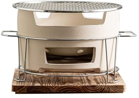 Petit Gril à Charbon, Poêle à Bois de Camping Portable, Barbecue Multifonctionnel, Poêle à Charbon de Bois en Argile, Réchaud à Thé en Argile Chinoise pour Barbecue Extérieur, Pique-Nique(Large)