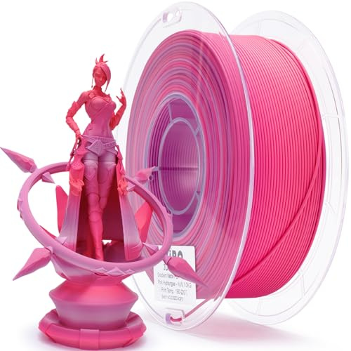 ZIRO Matt Multicolor PLA Filament 1.75mm, Schneller Farbwechsel Matte 3D Drucker Filament, 1kg Spule für Die Meisten FDM 3D-Drucker, Maßgenauigkeit +/-0.03mm, Rosa Hortensie