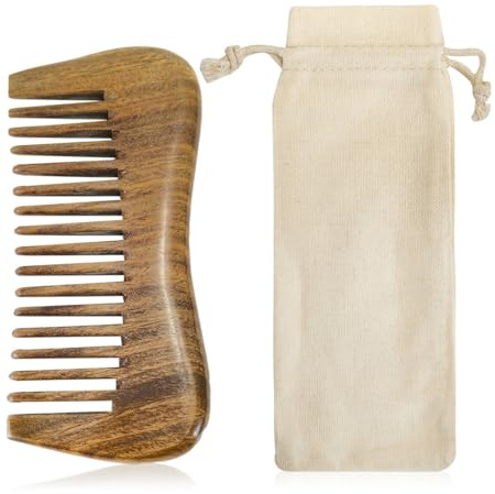 Peine Madera12cm, Peine de Sándalo Natural Para Hombres Y Mujeres, Peine de Masaje de Madera con Bolsa de Algodón, Para Bolsos y Bolsos de Fitness