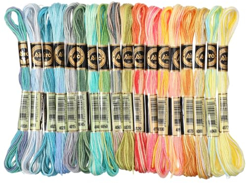 18 Skeins Rainbow Cross Stitch Embroidery Thread, Colorful Embroidery Threads, Friendship Bracelet Thread for Jewelry Making, Bracelet Knit Stitching Craft Supply