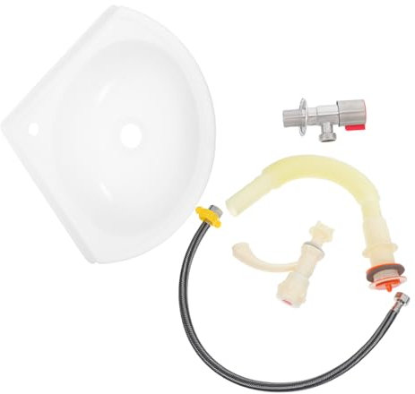 KONTONTY Wandmontiertes Eckwaschbecken Platzsparendes Kunststoffwaschbecken Mit Dreieckigem Design Für Badezimmer Büro Hotel Und Gaststätten Inklusive Ablaufgarnitur