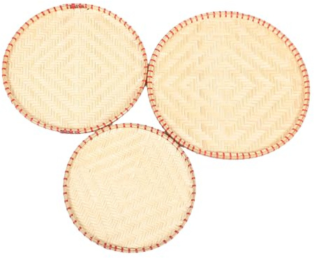 SMASOLO Handmade Round Woven Storage Basket Tray for Kitchen Use Food Safe Snack Serving Fruit Drying and Herb Storage 11.6 Inch Diameter