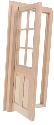 BESPORTBLE Puppenhaus Holz Tür Modell Langlebiges Miniatur Deko Zubehör Leichtes DIY Puppenmöbel Naturfarben Geeignet für Spielzeughaus und Miniaturgärten