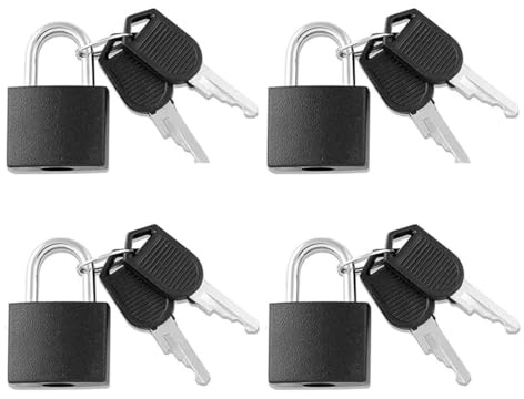 GNALIA Cadenas Casier College, 4 Pièces Cadenas À Clé 28Mm, Cadenas De Sûreté Pour Valises, Sacs De Sport, Casiers Et Bagages, Noir