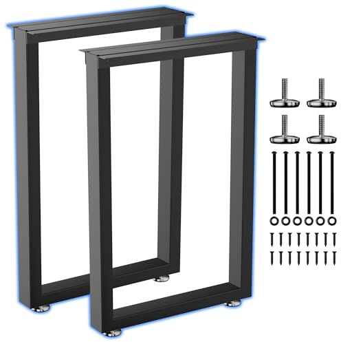 SANKEYTEW Industrielle Tischbeine Metall Schwarz, 28 x 17.7cm, 2 Stück, robuste Schreibtischbasis aus Stahlrohr für Esszimmer, Tischbeine 70cm Schwarz und DIY-Möbelstütze, quadratische Form