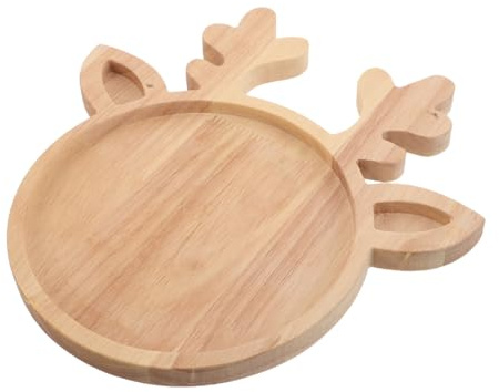 Ciieeo Plateau De Service Bois Rond Avec Motif De Cerf Assiette à Charcuterie Pour Noël Présentoir à Fruits Et Salade Bois