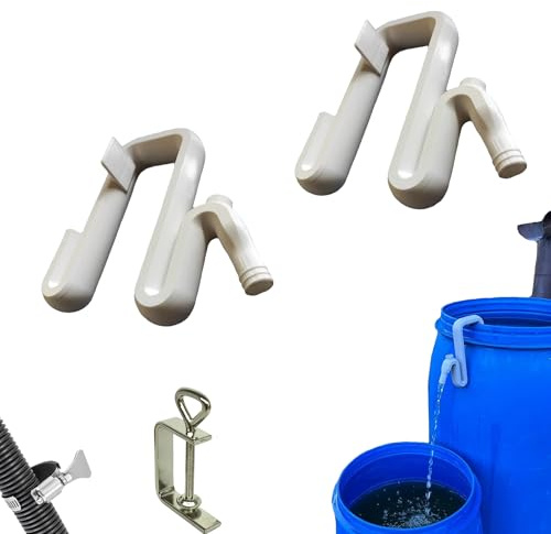 2pezzi tubo di trabocco per barili pioggia,soluzione di divisione acqua,Clip F nichelata,Staffa tubo,Montaggio a gancio,Soluzione raccolta acqua piovana per uso esterno ideale per giardino e