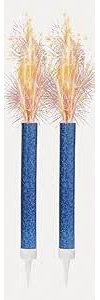 2 Blue Ice Fountain Candles – Sparkling Party Cake Fountain Candles for Birthdays, Weddings & Celebrations – Pack of 2