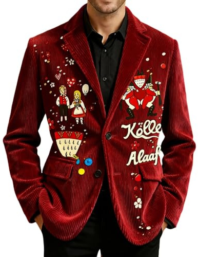 QJDFLL Elegante Samtjacke mit Paillettenmuster für Festliche Anlässe karnevalkostüm Fasching kostüm Herren Karneval köln(Rot,XXL)