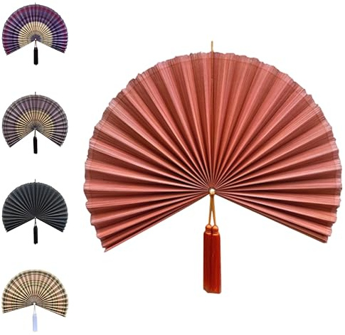 Handcrafted White Wall Fan, 40 Inch Decorative Bamboo Wall Decor, Large Japanese Art Piece, Asian Inspired Fireplace Decor, Vibrant Statement Wall Art for Living Room (C)