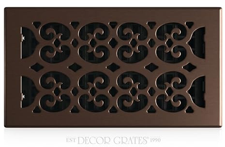 Decor Grates Metal Scroll Decorative Air Vent Cover 6x12 Floor Register – Adjustable Control Lever – AC Floor Vent Covers for Home Floor Vents – Fits 6 x 12 Inch Opening – Rubbed Bronze (SPH612-RB)