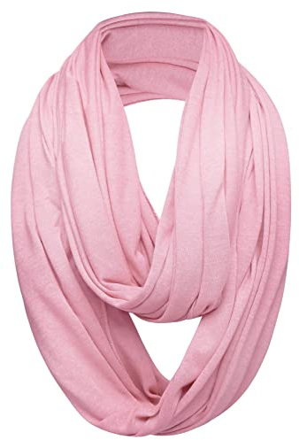 Basic Sense Unisex Jersey Circle Loop Infinity Plain Snood Scarf For Men & Women, Tube Neck Warmer Soft 200g PRIMIUM QUALITY 50% COTTON Scarves - 100% QUALITY GURANTEE, Baby Pink, One size