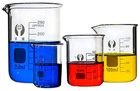 Tutoy 5pcs 5 ML 10 ml 25 ML 50 ml 100 ml vaso de precipitados de vidrio resistente a altas temperaturas medición del volumen de un conjunto de vasos de vidrio borosilicato de laboratorio
