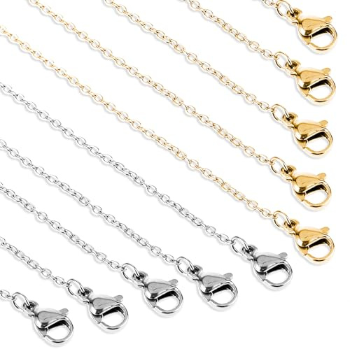 20-pack halsband kedjor bulk, 1,5 mm guld och silverpläterade gör-det-själv kabellänkkedjor för gör-det-själv-smyckestillverkning 45 cm