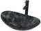 YU YUSING Lavabo Sobre Encimera con Grifo, Lavabo Baño de Cristal 53 x 35 x 15.5 cm, Lavabos de lujo Ovalado para Baño, Cocina, Aseo de Invitados, Tocador, Moderno Textura Gris Oscuro