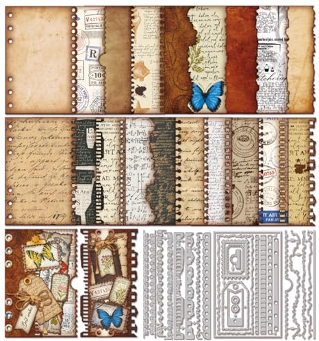 GLOBLELAND Vintage Torn Edge Interface Label Cutting Dies for DIY Scrapbooking Metal Postage Stamp Cut Dies Planner Die Cuts for Card Making Embossing Photo Album Craft Decor