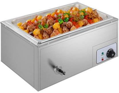Scaldavivande Elettrico Commerciale da 10,9 Quarti, Scaldavivande a Buffet da 1500 W, Vaporiera Elettrica da Banco in Acciaio Inossidabile con Controllo della Temperatura, per Casa, Feste, Catering