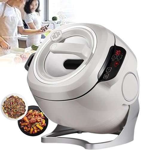 BESTXH Plata, Procesador De Alimentos Comercial, MáQuina para Cocinar Salteados En SartéN con 3 Velocidades Y Capacidad De 6 L, MáQuina para FreíR Arroz con Tambor Giratorio De 360°