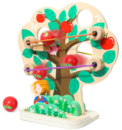 LZDMY Canicas para Niños, Juguete Montessori de Carrera de Canicas Manzana de Newton para Niño Niña, Torre de Bolas, Juguete de Habilidades Motoras, Regalo para Cumpleaños, Año Nuevo, Navidad