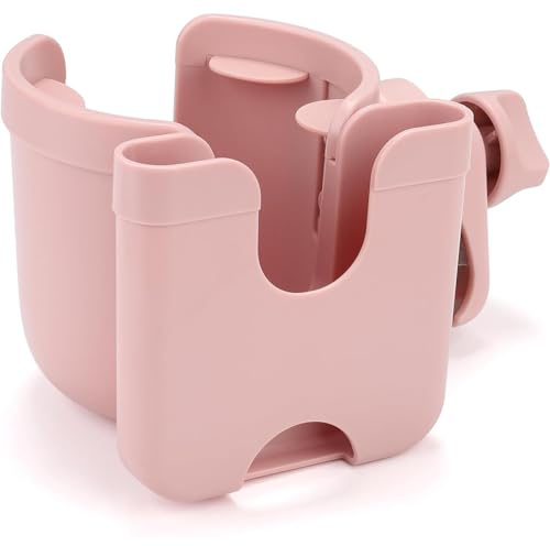 Stroller Cup Holder with Phone Holder, Baby's Feeding Bottle Holder,Upgraded Universal Cup Holder,Bike 2-in-1 Cup Phone Holder for Stroller, Bike, Wheelchair, Walker, Scooter Pink
