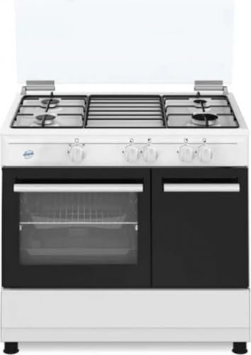 SD490WE - Cucina a gas 4 fuochi, con forno elettrico, 90x60 cm, Bianco